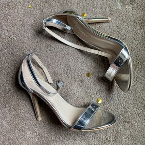 Glamorous Silver Mirror Barely There Heeled Sandal